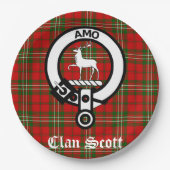 Assiettes En Carton Clan Scott Crest Badge et Tartan (Devant)