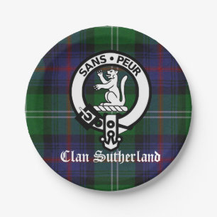 Assiettes En Carton Clan Sutherland Crest & Tartan Papier Plaque