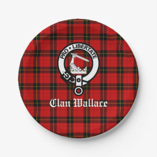 Assiettes En Carton Clan Wallace Crest Badge et Tartan