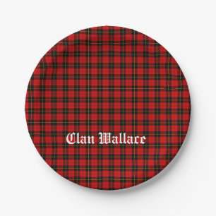 Assiettes En Carton Clan Wallace Tartan et Text