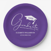 Assiettes En Carton Clapet de graduation de script blanc pourpre (Devant)