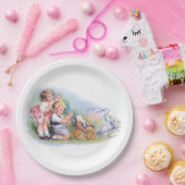 Assiettes En Carton Clapsaddle : Enfants jouant avec le lapin (Fête)