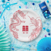 Assiettes En Carton Clash Dragon et Phoenix | Double bonheur (Fête)