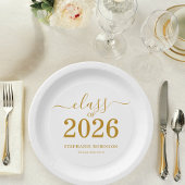 Assiettes En Carton Class of 2026 Gold Script Graduation  