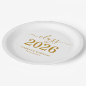 Assiettes En Carton Class of 2026 Gold Script Graduation   (Angle)