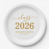 Assiettes En Carton Class of 2026 Gold Script Graduation   (Devant)
