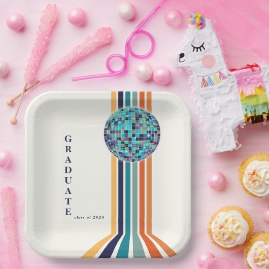 Assiettes En Carton Classe 0f 2024 Retro Graduation Party (Fête)