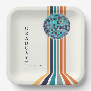 Assiettes En Carton Classe 0f 2024 Retro Graduation Party