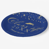Assiettes En Carton Classe De 2021 Gold Script Graduation Party Blue (Angle)