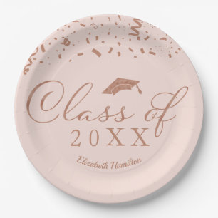 Assiettes En Carton Classe De 2021 Rose Gold Foil Pink
