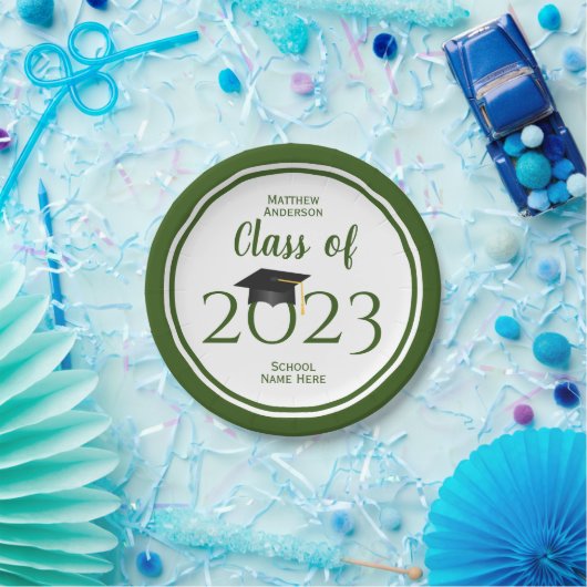 Assiettes En Carton Classe de 2023 Forest Green Graduation Party (Fête)