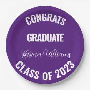 Assiettes En Carton Classe de 2023 Purple Graduation College Party