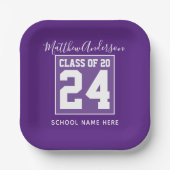 Assiettes En Carton Classe de 2024 Moderne Royal Purple Graduation (Recto)