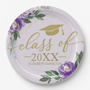 Assiettes En Carton Classe De 2024 Purple Lavender Floral Grad Party