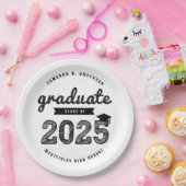 Assiettes En Carton Classe De 2025 Black Sketch Graduation Party (Fête)