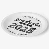 Assiettes En Carton Classe De 2025 Black Sketch Graduation Party (Angle)
