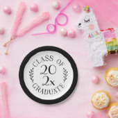 Assiettes En Carton Classe De 2025 Diplômée Typographie Bordure Noire (Fête)