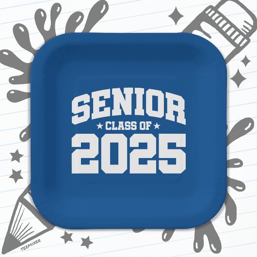 Assiettes En Carton Classe de 2025 Lycée Graduation Senior 2025