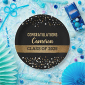 Assiettes En Carton Classe de 2025 Nom du diplômé Gold Confetti (Fête)