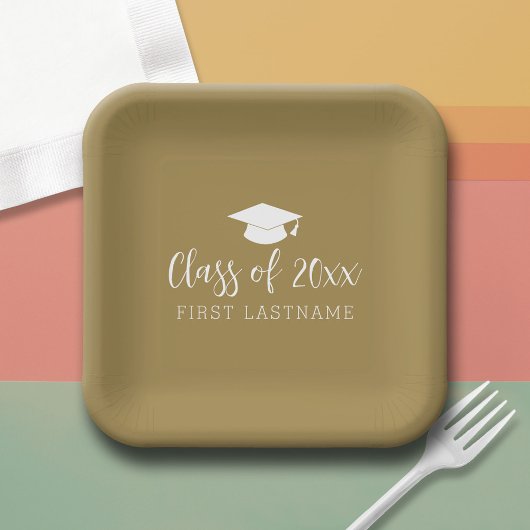 Assiettes En Carton Classe de 20xx Trendy Script and Name - Gold