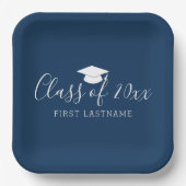 Assiettes En Carton Classe de 20xx Trendy Script and Name - Navy Blue (Recto)