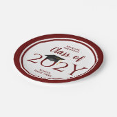 Assiettes En Carton Classe de Burgundy Red Graduate 2023 (Angle)