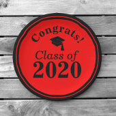 Assiettes En Carton Classe de félicitations de 2024 Noir rouge