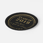 Assiettes En Carton Classe de Graduation de Script Black Gold moderne  (Angle)
