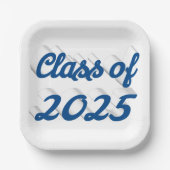 Assiettes En Carton Classe de graduation de script bleu 2025 (Recto)