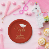 Assiettes En Carton Classe de Parties scintillant d'or 2021 Rouge (Fête)
