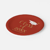 Assiettes En Carton Classe de Parties scintillant d'or 2021 Rouge (Angle)