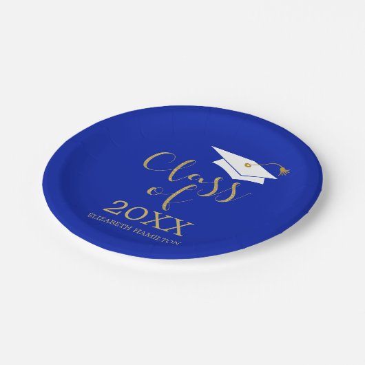 Assiettes En Carton Classe de Parties scintillant d'or 2025 Calligraph (Angle)