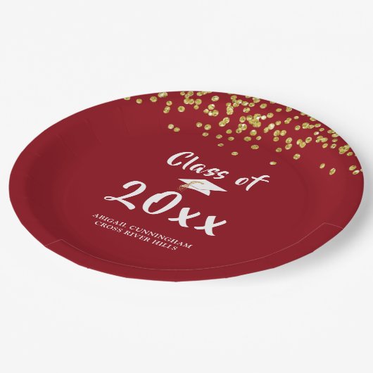 Assiettes En Carton CLASSE DE Parties scintillant Red Gold (Angle)
