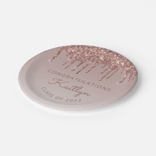 Assiettes En Carton Classe de Parties scintillant Rose Gold 2022 (Angle)