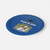Assiettes En Carton Classe de photo Blue Graduate de 2025 Graduation P (Angle)
