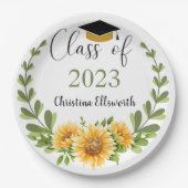 Assiettes En Carton Classe de Sunflower Wreath Grad Party 2023 (Devant)