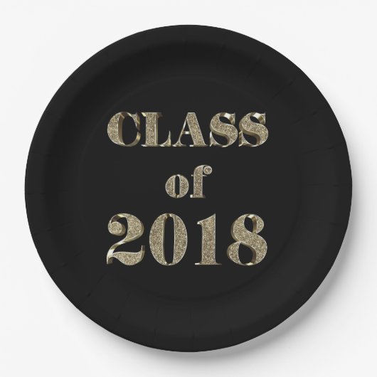 Assiettes En Carton Classe de Typographie de Parties scintillant noir  (Devant)