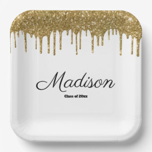 Assiettes En Carton Classe d'or et de blanc de 2024