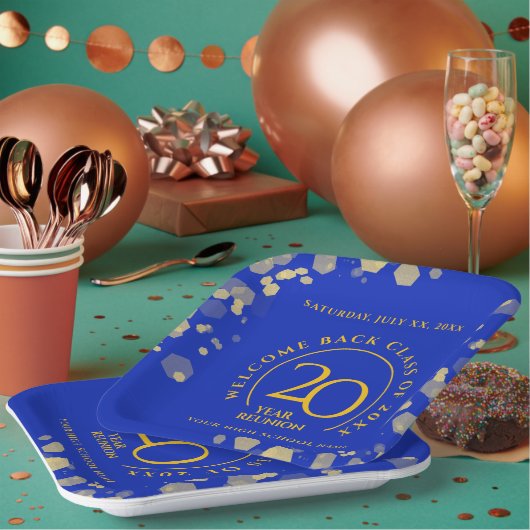 Assiettes En Carton Classe école Blue & Gold Reunion (Multi)