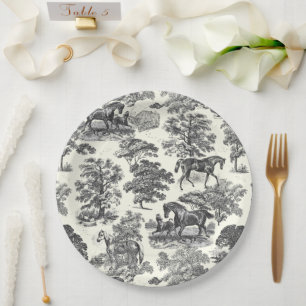 Assiettes En Carton Classé Elegant Black White Horses Country Toile