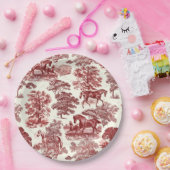 Assiettes En Carton Classé élégant Chic Red Horses Country Toile (Fête)