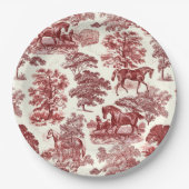 Assiettes En Carton Classé élégant Chic Red Horses Country Toile (Devant)