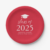 Assiettes En Carton Classe moderne de 2025 Script Red Graduation (Devant)