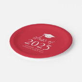 Assiettes En Carton Classe moderne de 2025 Script Red Graduation (Angle)