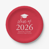 Assiettes En Carton Classe moderne de 2025 Script Red Graduation (Devant)