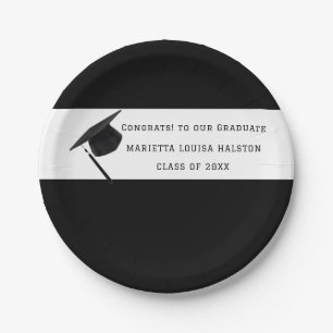 Assiettes En Carton Classe noire personnalisée de 20XX Graduation