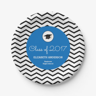 Assiettes En Carton Classe personnalisée de Chevron Blue Grad 2025