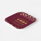 Assiettes En Carton Classe Reunion Maroon Gold Stars Personnalisé (Angulaire)