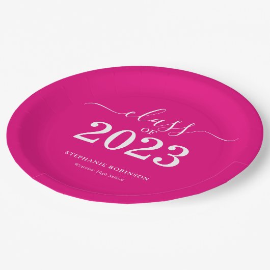 Assiettes En Carton Classe rose de 2023 Graduation Party (Angle)