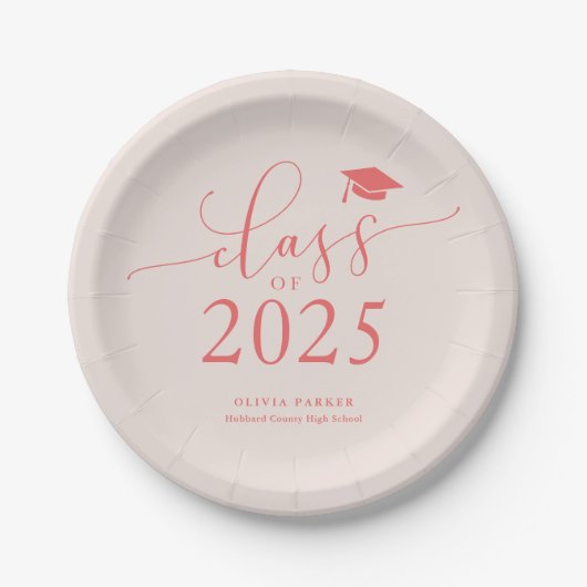 Assiettes En Carton Classe rose de 2025 Graduation Party (Devant)